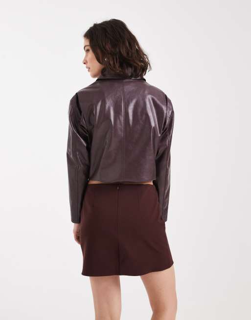 Miss Selfridge - Skræddersyet chokoladebrun mininederdel, 2 af 5