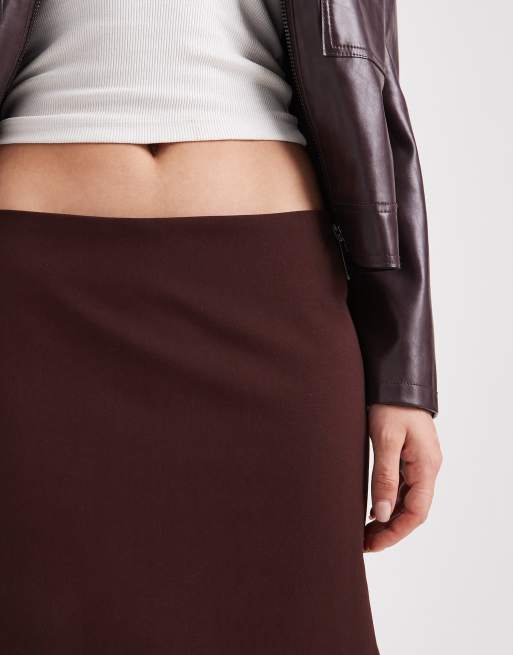 Miss Selfridge - Skræddersyet chokoladebrun mininederdel, 3 af 5