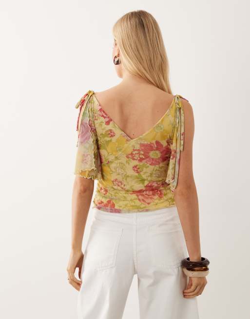 Miss Selfridge - Slå-om-top med slids og blomstermønster, 4 af 4