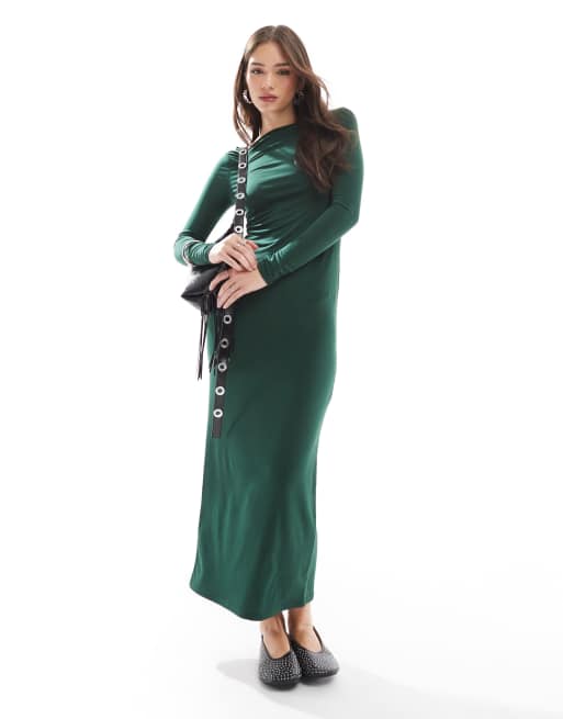 slim fit dress slacks Zapaka Women Dark Green Work Dress Sheath Boat Neck Velvet Long Sleeve Midi Semi Formal Dress, Dark Green / US24W