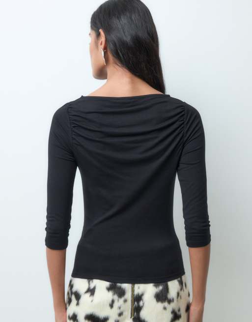 Miss Selfridge slash neck top with ruching, 5 of 5