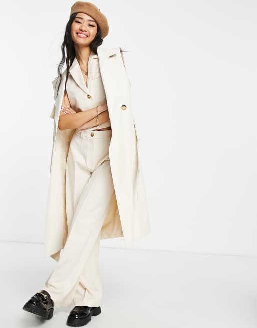 Miss Selfridge sleeveless cropped waistcoat in ecru, 4 of 4