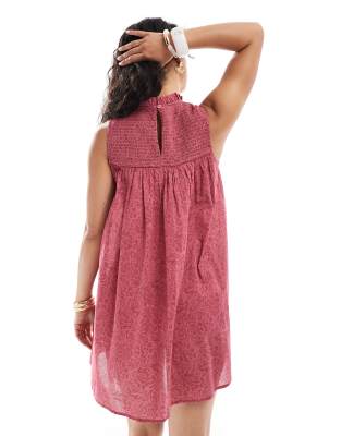 Miss Selfridge Sleeveless Smock Dress In Pink