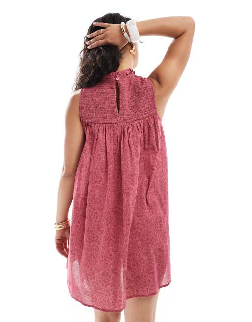 Miss Selfridge sleeveless smock dress in rust