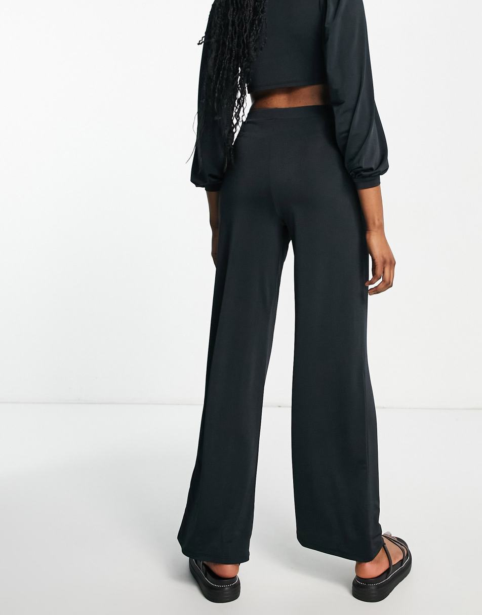 Miss Selfridge slinky wide leg trouser in black co ord