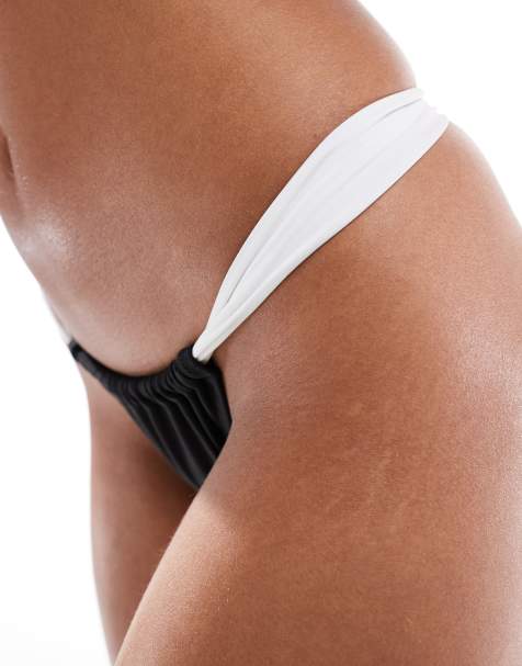 Miss Selfridge - Slip bikini sgambati monocromatici a contrasto - view 1