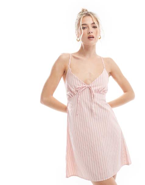 Miss Selfridge - Slip-minikjole med lyserøde og hvide striber - view 1