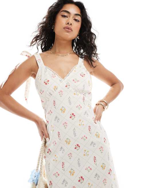Miss Selfridge - Slipdress met gestrikte schouders en linen, 3 van 4