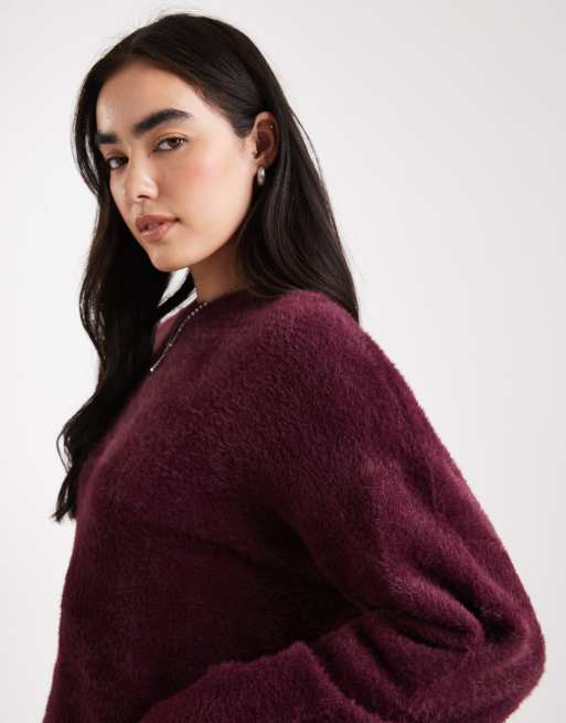 Miss Selfridge – Śliwkowy sweter oversize z puszystej dzianiny, 2 z 4