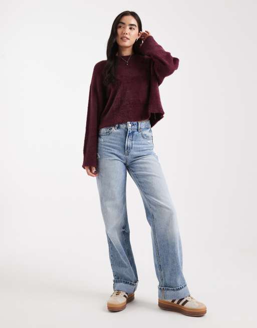 Miss Selfridge – Śliwkowy sweter oversize z puszystej dzianiny, 3 z 4