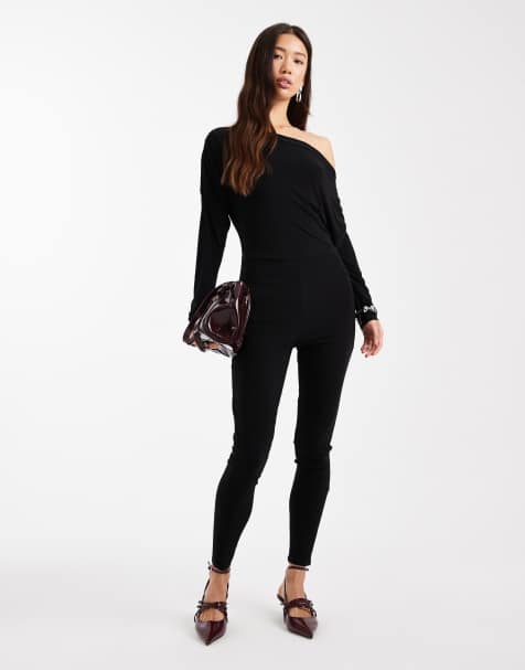 Miss Selfridge slouchy asymmetric jumpsuit in black - view 1