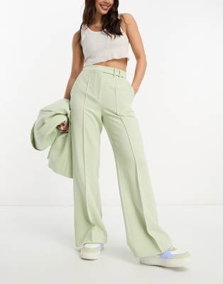 Miss Selfridge slouchy co-ord oversized tailored wide leg in sage green - LGREEN - LGREEN