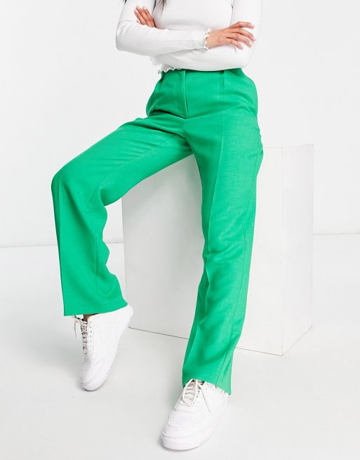 Miss Selfridge slouchy dad pant in emerald green | ASOS