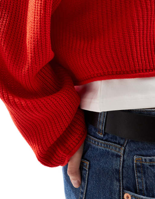 Miss Selfridge slouchy jumper in red