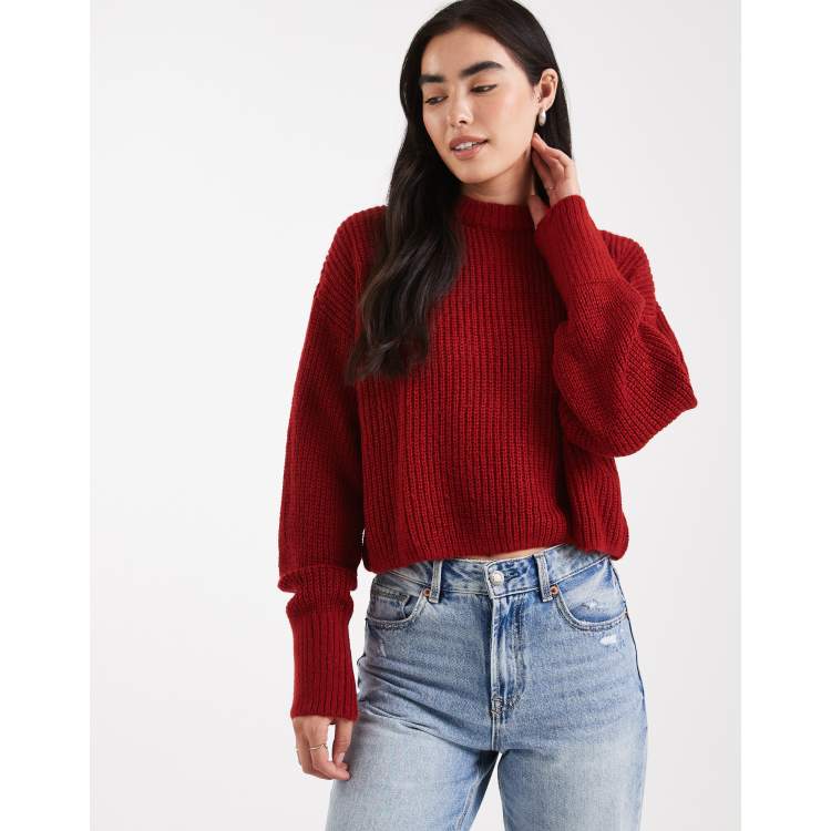 Miss Selfridge slouchy knit sweater in red | ASOS