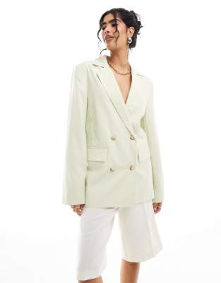 slouchy oversized double breasted blazer in lime green