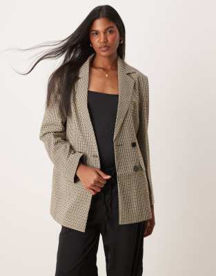 slouchy oversized double breasted blazer in multi color check