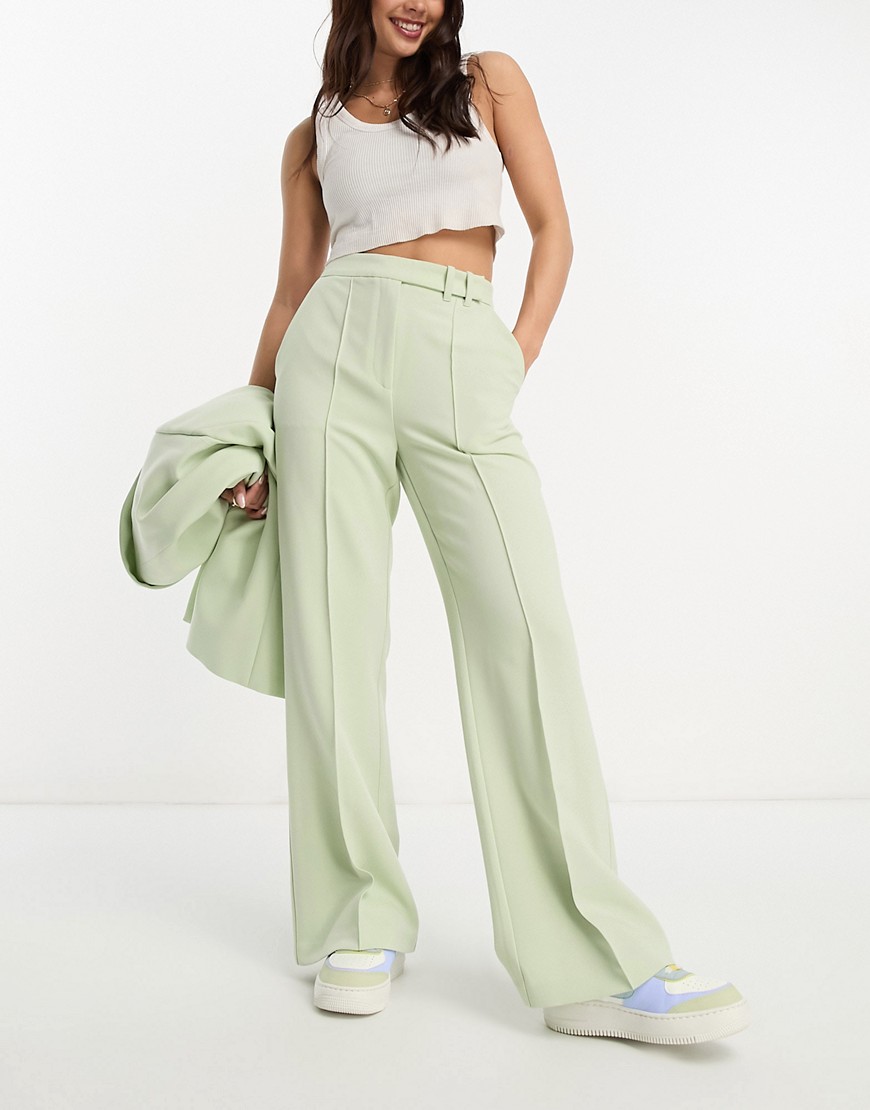 Miss Selfridge slouchy oversized tailored wide leg pants in sage green - part of a set