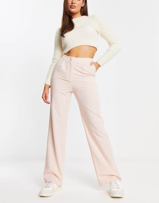 Miss Selfridge slouchy straight leg dad pants in blush
