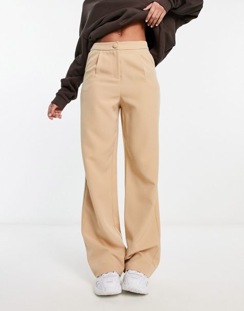 ASOS LUXE Curve skinny flared pants with exaggerated corsage detail in  cream