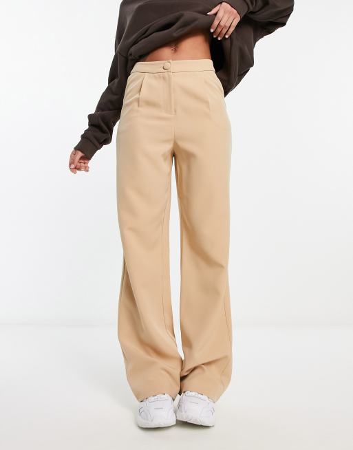 Miss Selfridge slouchy straight leg dad pants in stone