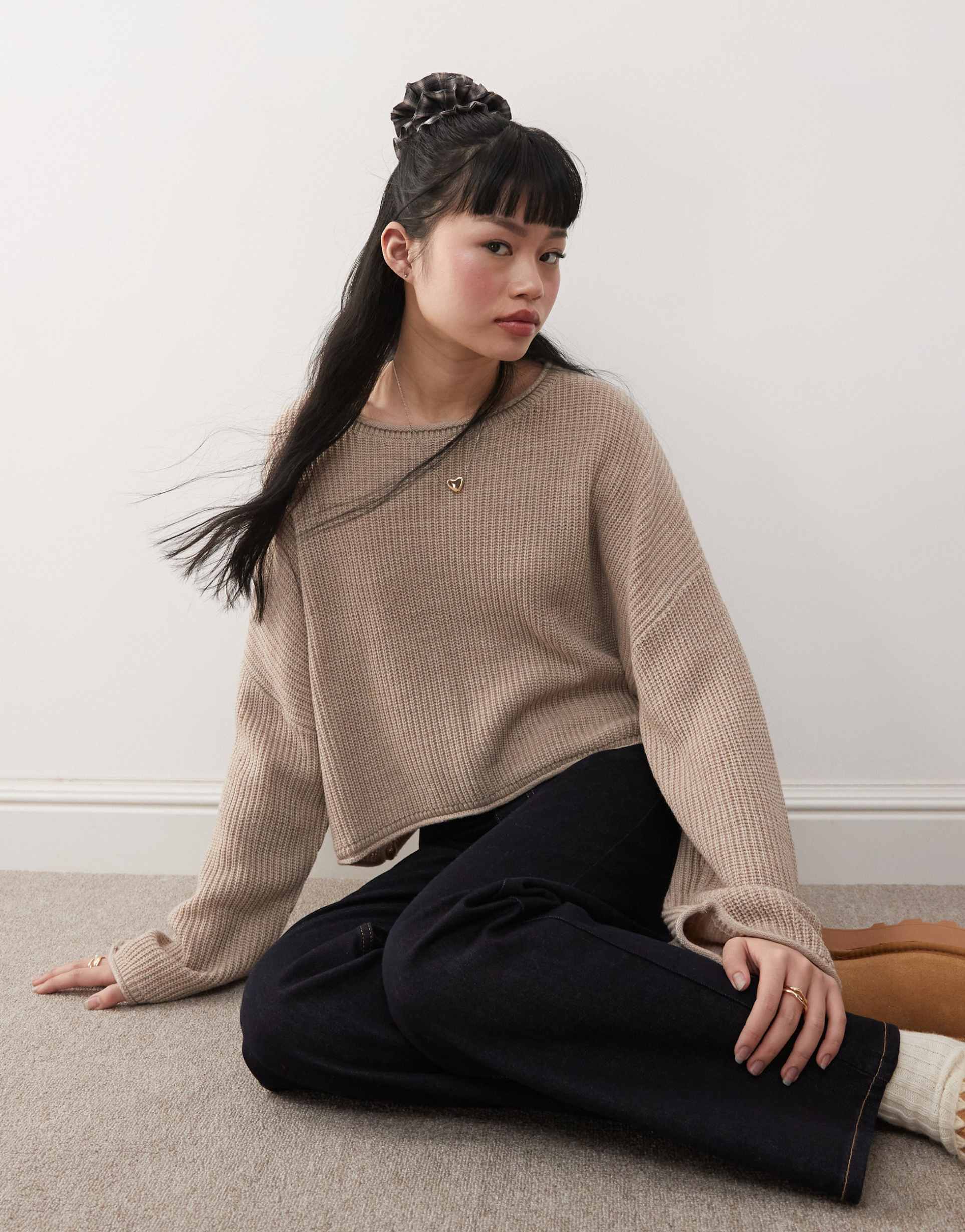 miss selfridge slouchy sweater in oatmeal