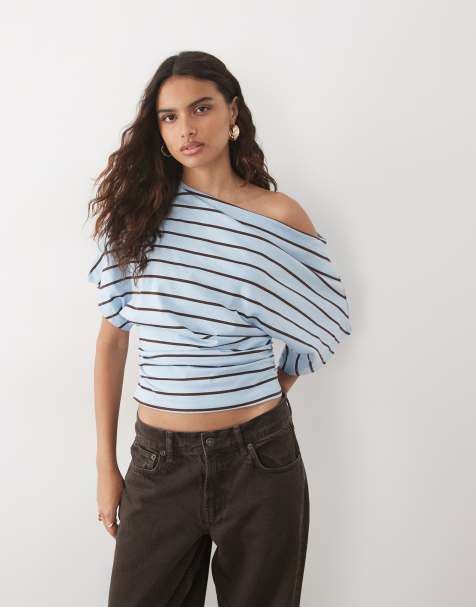 Miss Selfridge slouchy top in stripe - view 1