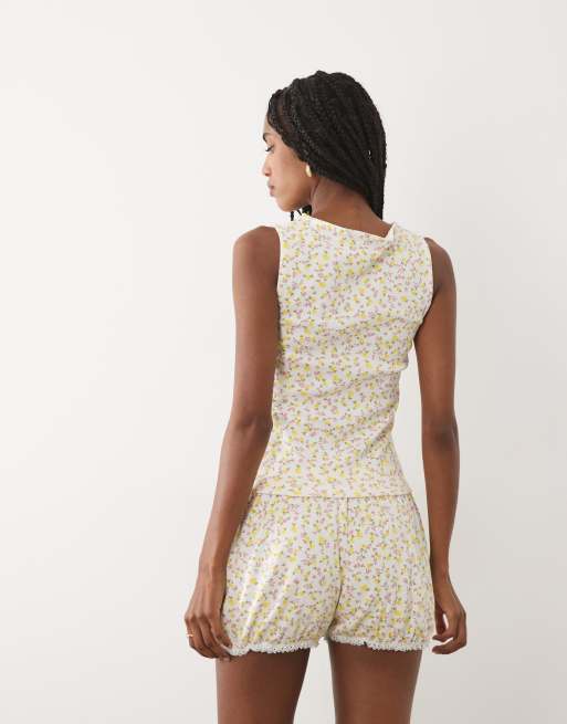 Miss Selfridge - Småblomstret tanktop med knapper - Del af sæt, 3 af 4