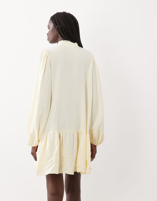 Miss Selfridge smock-kjole i hør i buttermilk, 4 af 4