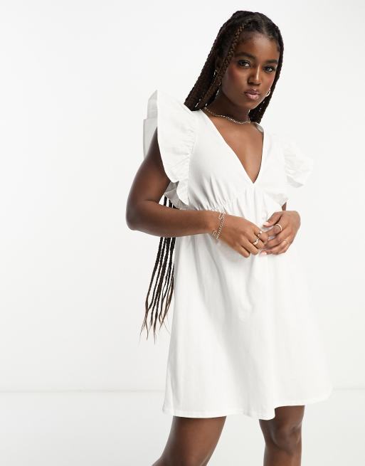 White frill outlet smock dress