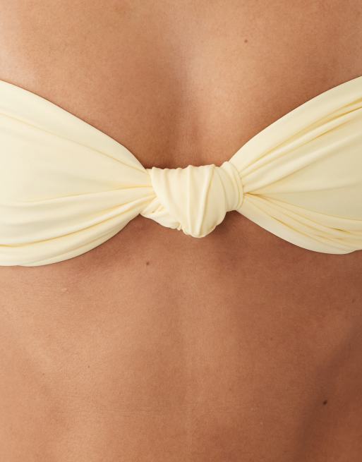 Miss Selfridge – Smörgul bikiniöverdel med flätade band och knutar, 3 av 4