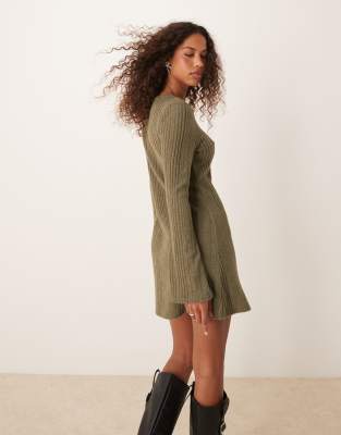 princess polly brown sweater dress Noriko Long Sleeve Knit Mini Dress L | XL | Burgundy | Womens main image 0