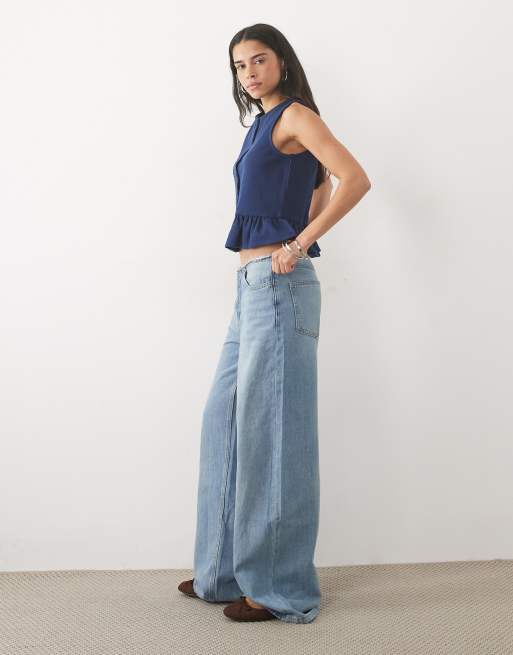 Miss Selfridge soft rib button through tank with peplum hem co-ord, 2 of 4