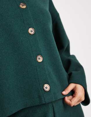 Miss Selfridge Soft Rib Cardigan In Green