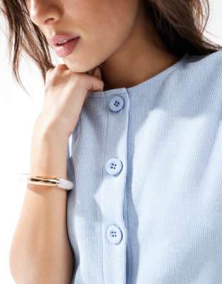 Miss Selfridge Soft Rib Knit Vest In Blue