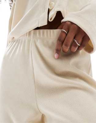 Miss Selfridge soft rib wide leg pants in ivory
