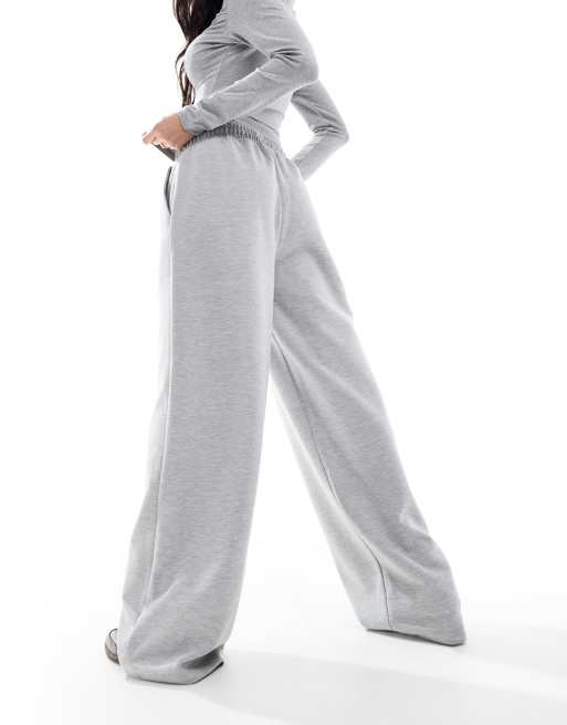 Miss Selfridge soft touch drawstring wide leg pants in heather gray - part of a set, 4 of 5