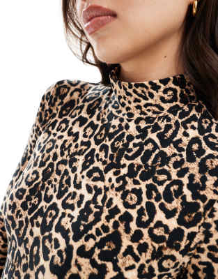 Miss Selfridge Soft Touch Long Sleeve Funnel Neck Bodysuit In Multi