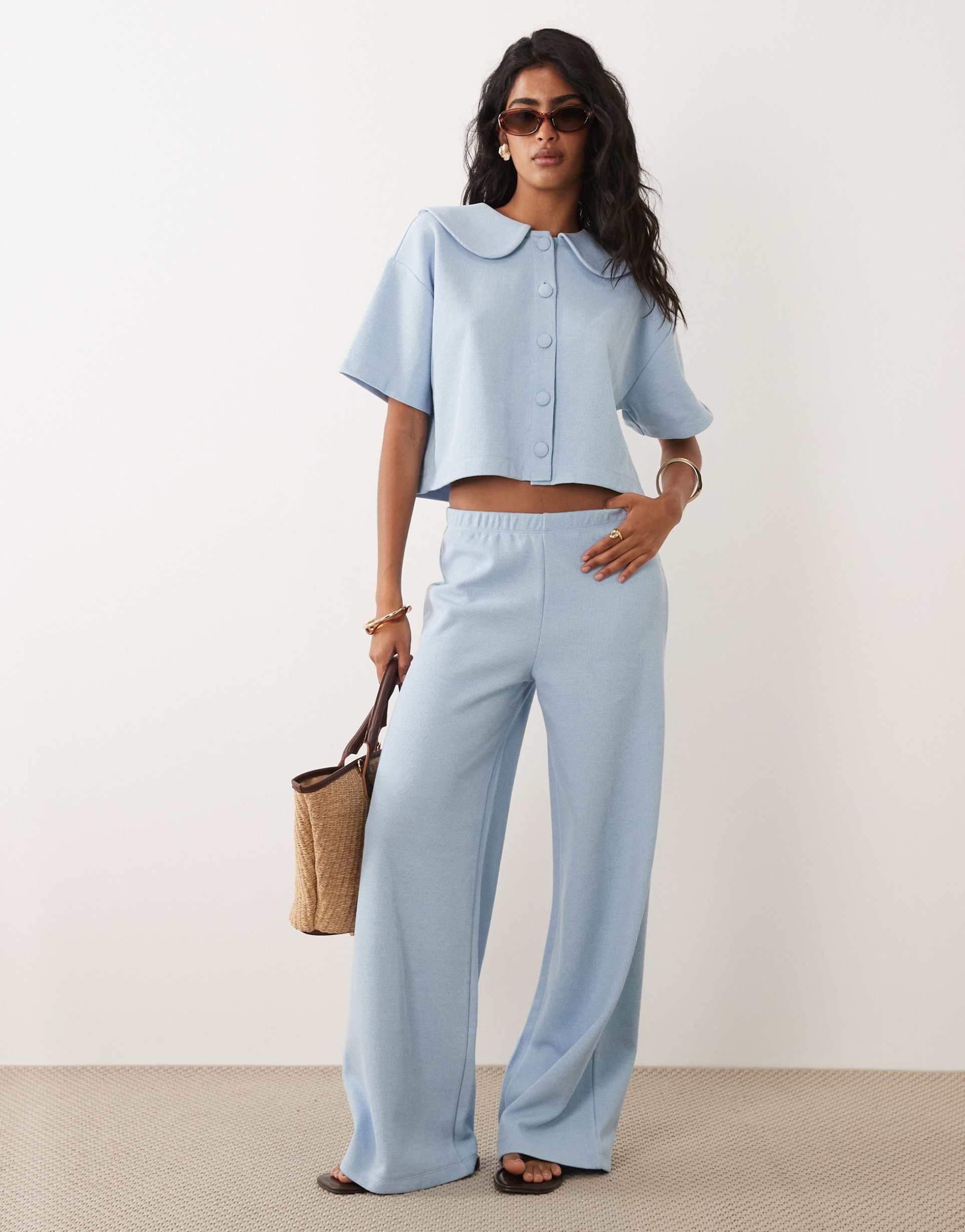 miss selfridge soft touch pants in blue