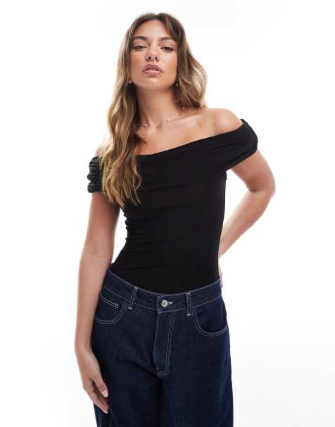 Miss Selfridge soft touch sleeveless bodysuit in black - view 1