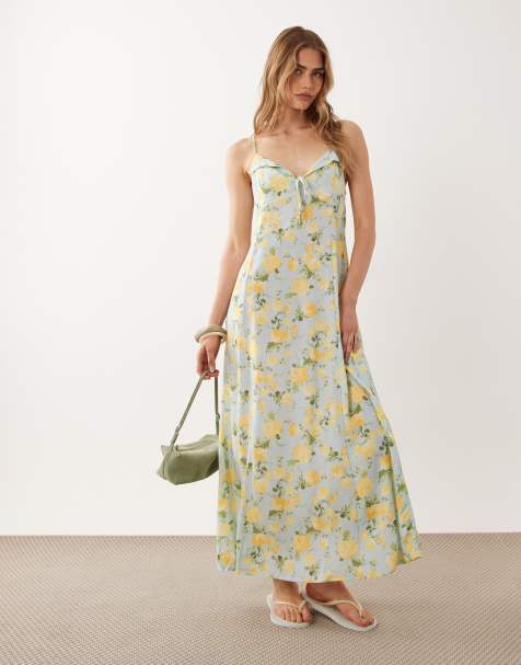 Miss Selfridge - Sommer-maxikjole med cami-stropper og gult blomstermønster - view 1