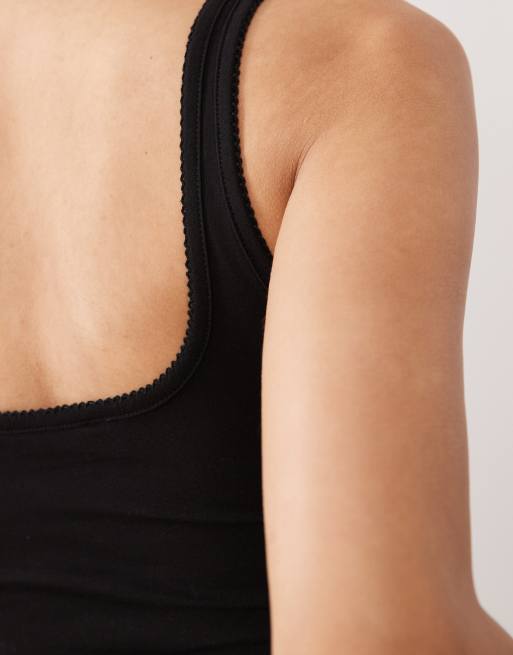 Miss Selfridge - Sort bodystocking med picot- og blondekanter, 4 af 4