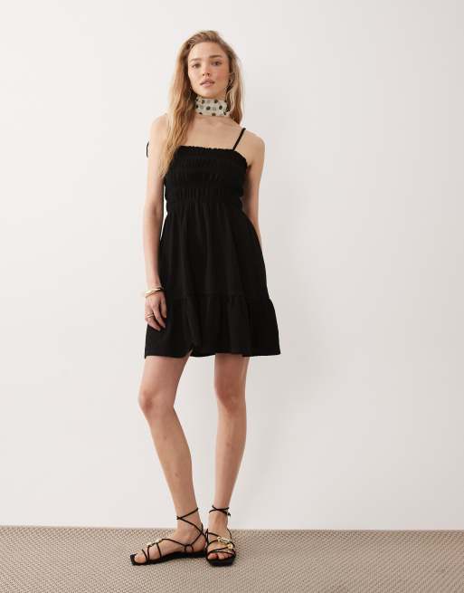 Miss Selfridge - Sort cami-minikjole med rynker, 2 af 4