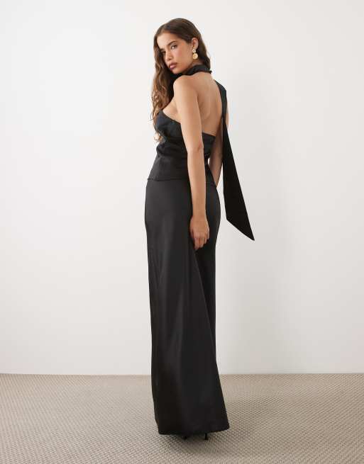 Miss Selfridge - Sort maxinederdel i satin - Del af sæt, 5 af 5