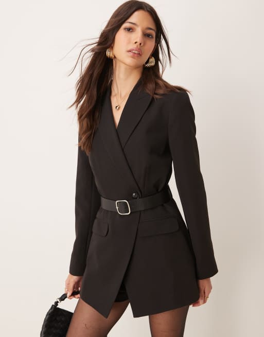 Miss Selfridge - Sort playsuit-blazerkjole med bælte, 2 af 4