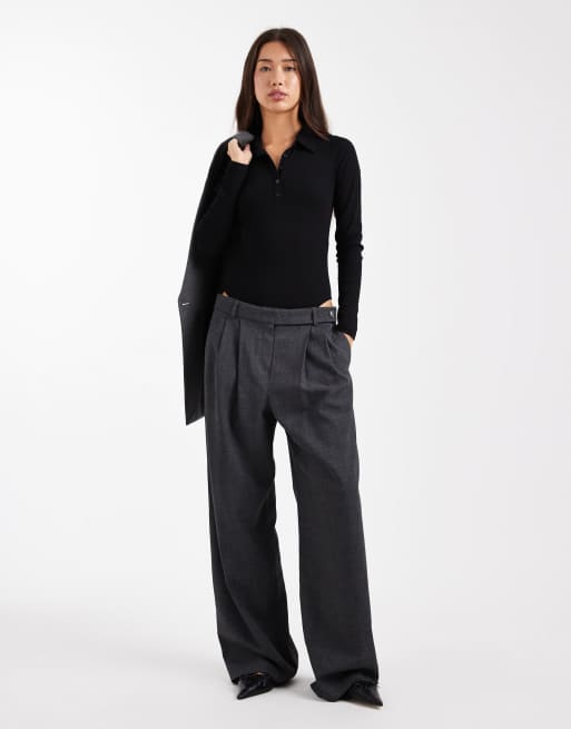 Miss Selfridge - Sort polo-bodystocking med knapdetaljer, 3 af 4