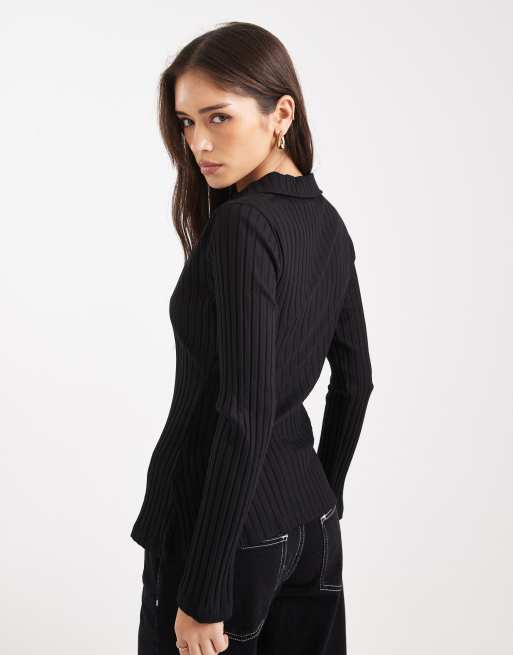 Miss Selfridge - Sort polotop med chunky ribber, 3 af 4