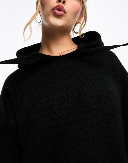 Miss Selfridge - Sort-strikket og oversized hættetrøje-kjole, 2 af 4