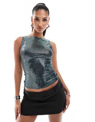 Shop Miss Selfridge sparkly slash neck top Online – Trendy & Affordable Fashion