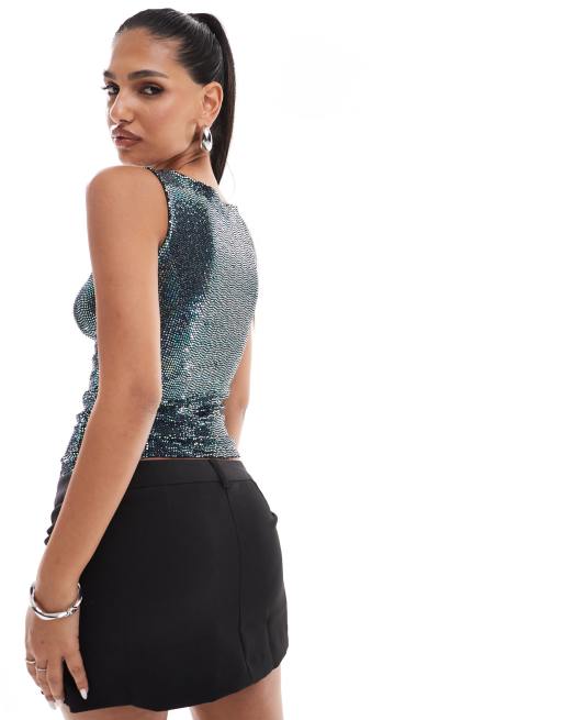 Miss Selfridge sparkly slash neck top, 4 of 4